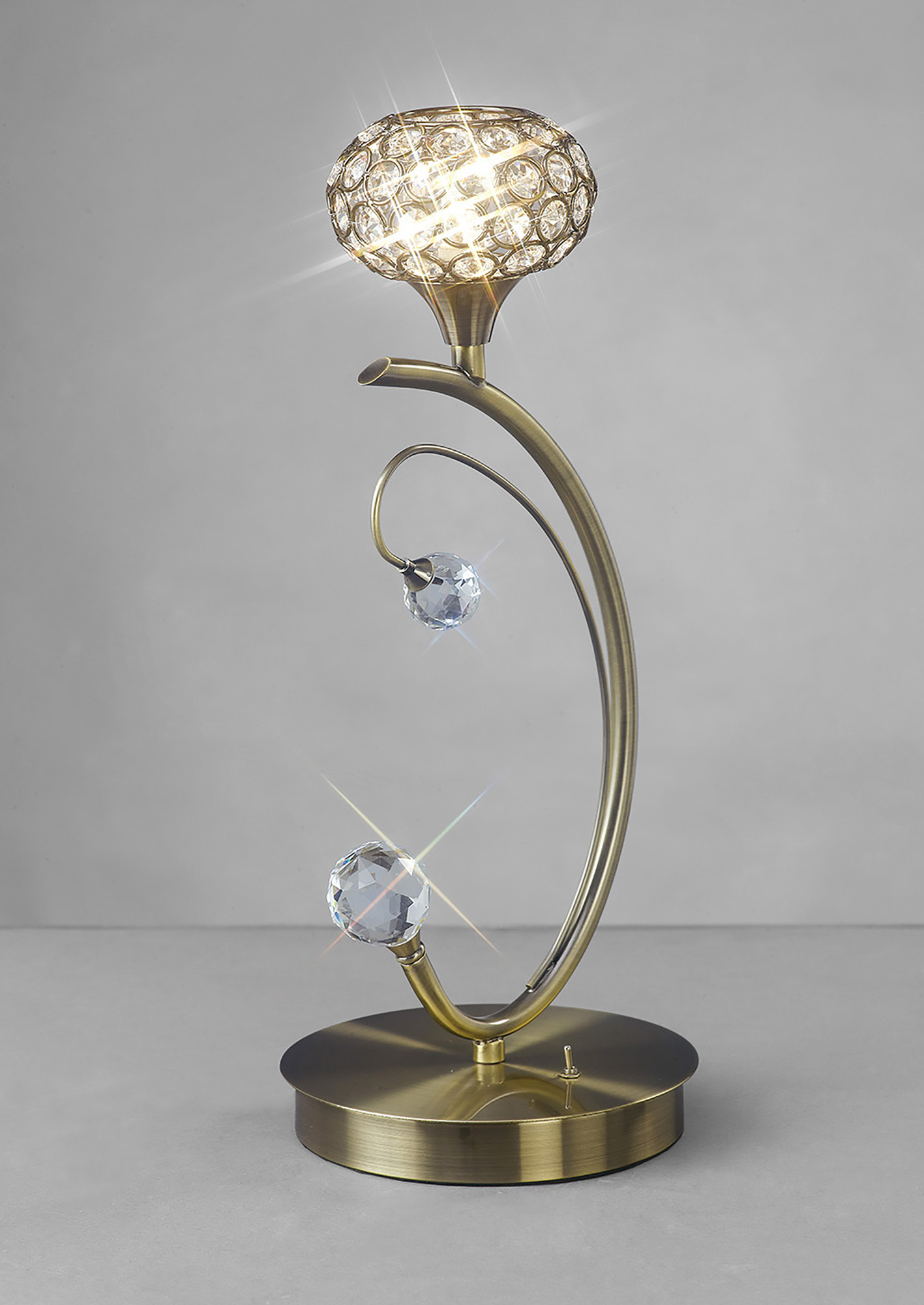 IL30949  Cara Crystal 42cm 1 Light Table Lamp Antique Brass